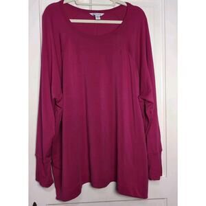 Athleta Long Sleeve Shirt Sweatshirt Pink Seasoft Scoop Neck Top Women's 3X(1148